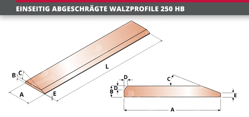 EINSEITIG ABGESCHRÄGTE WALZPROFILE 250 HB