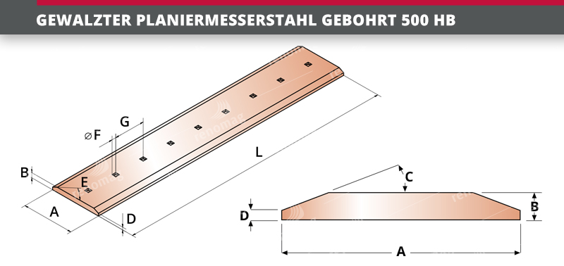 GEWALZTER PLANIERMESSERSTAHL GEBOHRT 500 HB